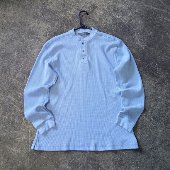 Taylor & Henry Henley Shirt Mens L Light Blue Long Sleeve - Picture 1 of 8